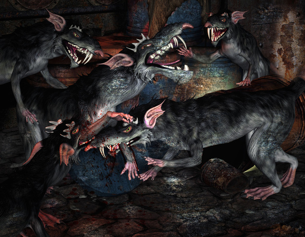 Lucha contra monstruos ratas
 - Foto, Imagen