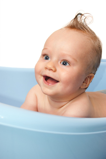 Funny baby boy taking bath isolated - Fotó, kép