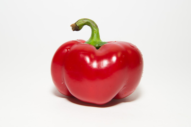 Un peperone rosso maturo sopra bianco
 - Foto, immagini