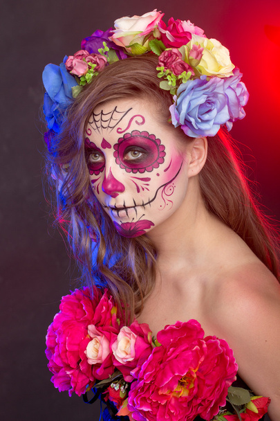 Halloween face art, motion effect, blur effect - Photo, Image