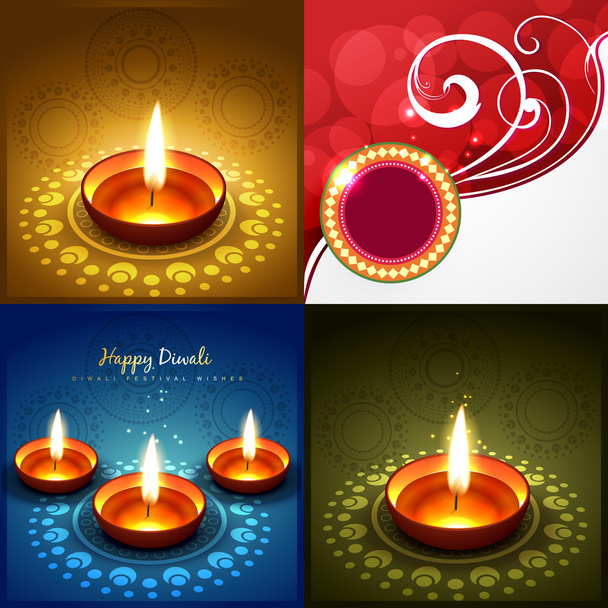 vector collection of diwali background illustration - Вектор,изображение