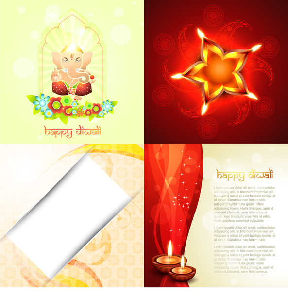 collection of diwali festival background illustration - Вектор,изображение