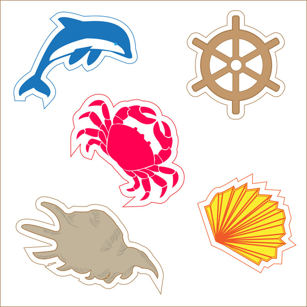 a set of labels for design, marine and ocean - Vector, Imagen