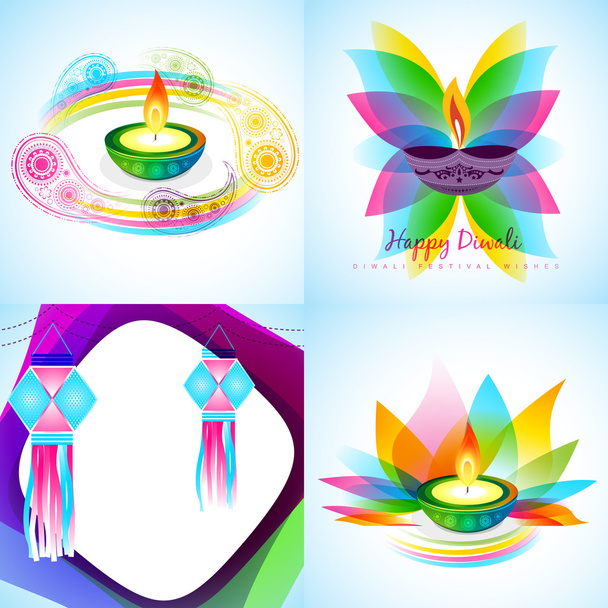 vector set of diwali background illustration - Vettoriali, immagini