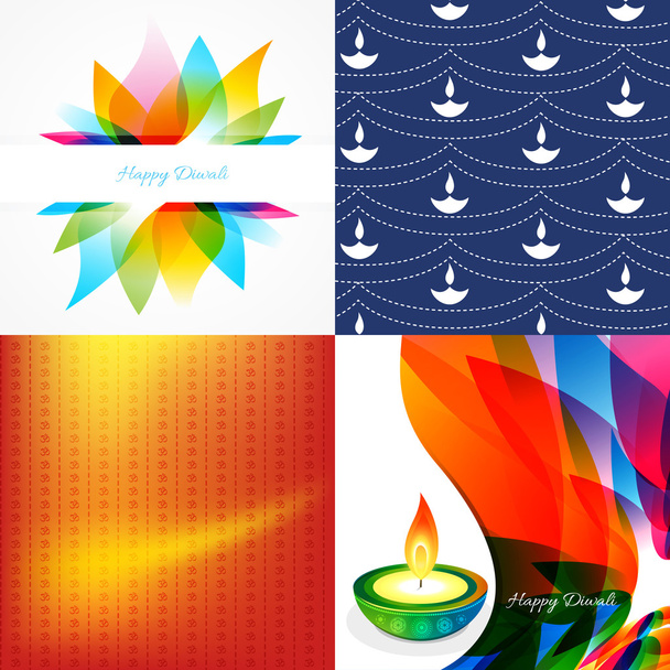 vector set of diwali background with diwali diya - Вектор,изображение