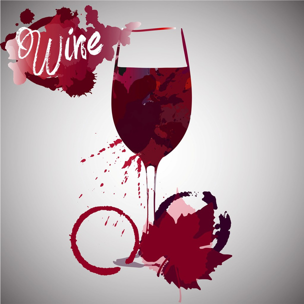 ワインとスプラッシュ赤いボトルのガラス - ベクター画像