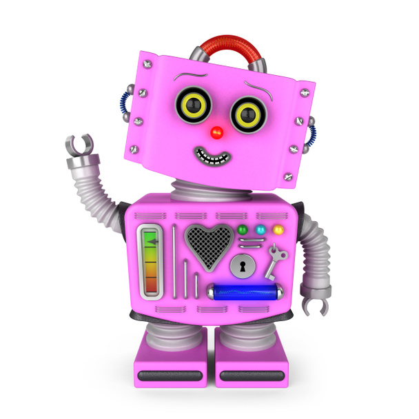 Oyuncak robot kız sallayarak Merhaba - Fotoğraf, Görsel