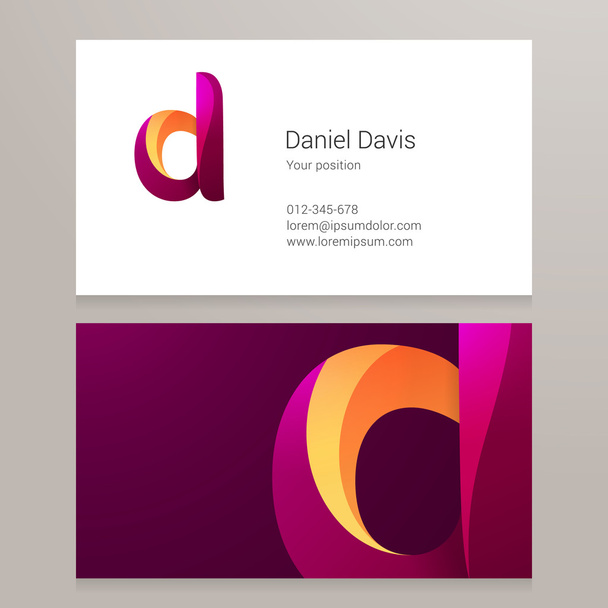 Σύγχρονη γράμμα D στριμμένα πρότυπα επαγγελματικών καρτών αλλλά - Διάνυσμα, εικόνα