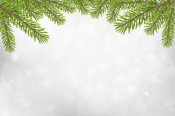 Kerstboom topframe geïsoleerd op zilveren onscherpe achtergrond - Vector, afbeelding