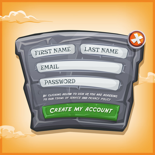 Login Form On Stone Panel For Ui Game - Vector, Image