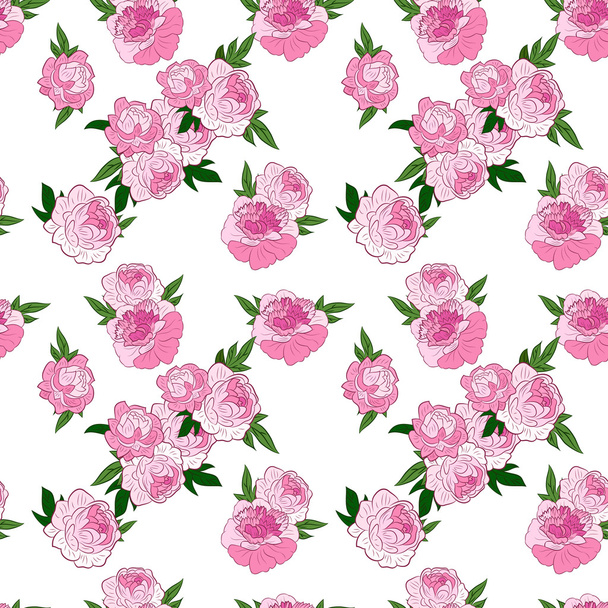 Seamless pattern with pink peonies - Vector, Image