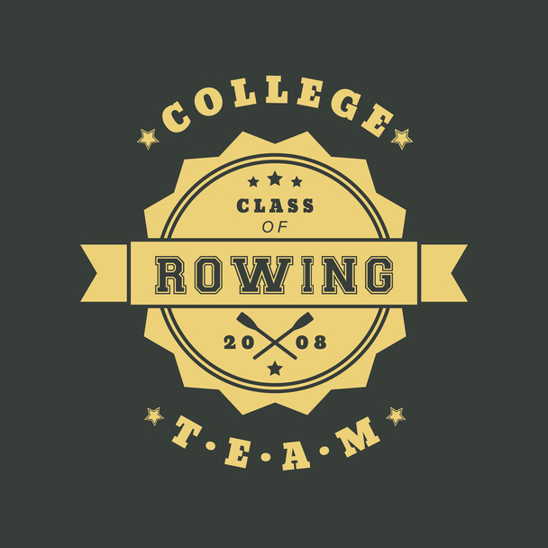 College Rowing équipe logo vintage, emblème avec des rames croisées
 - Vecteur, image