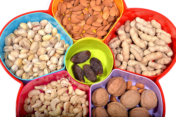 Dry Fruits Tray with 6 Different Items to Eat - Photo, Image