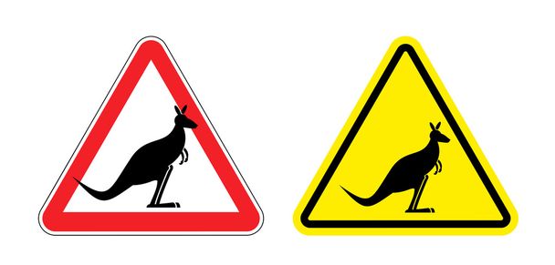 Warning sign of attention Kangaroo. Hazard yellow sign jumping m - Vektor, obrázek