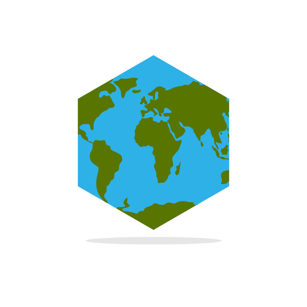 Hexagonal Atlas of earth. World map with continents geometric fi - Wektor, obraz