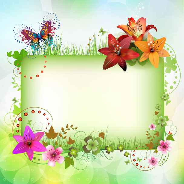 Banner with flowers - Vector, Image