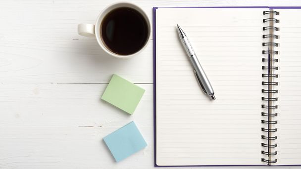 notepad and coffee cup - Zdjęcie, obraz