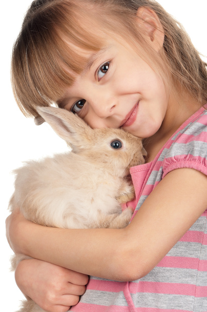 Little girl with rabbit - Fotoğraf, Görsel