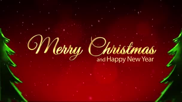 Merry Christmas and New Year red sparkling background xmas tree - Footage, Video