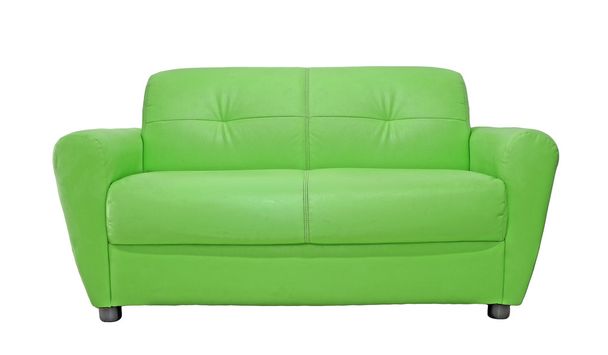 緑のソファ家具を白で隔離 - 写真・画像