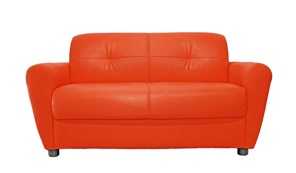 白で隔離赤いソファ家具 - 写真・画像