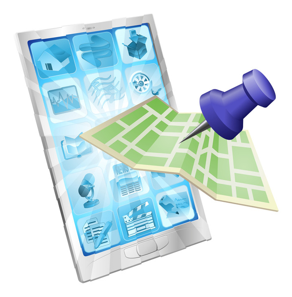 Phone map app concept - Vector, Imagen