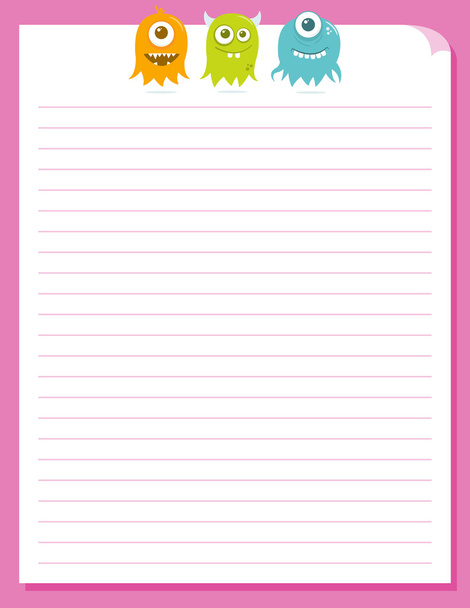 Cute Happy Flying Aliens, Stationery Template - Vector, Image