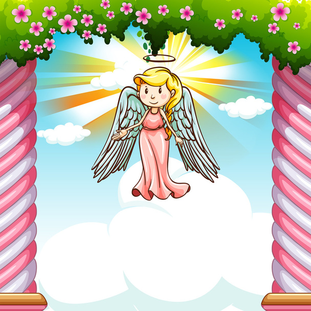Border design with angel flying - Vector, Image