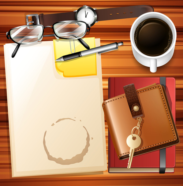 Table full of paper and other stationaries - Vector, Image