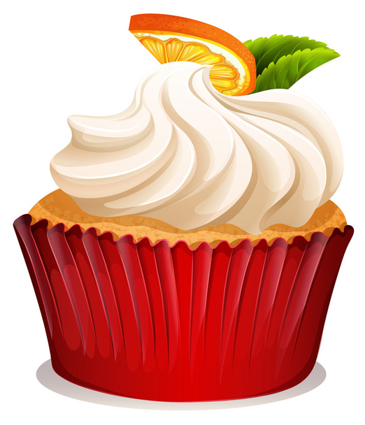 Cupcake with cream and orange - Vector, Image