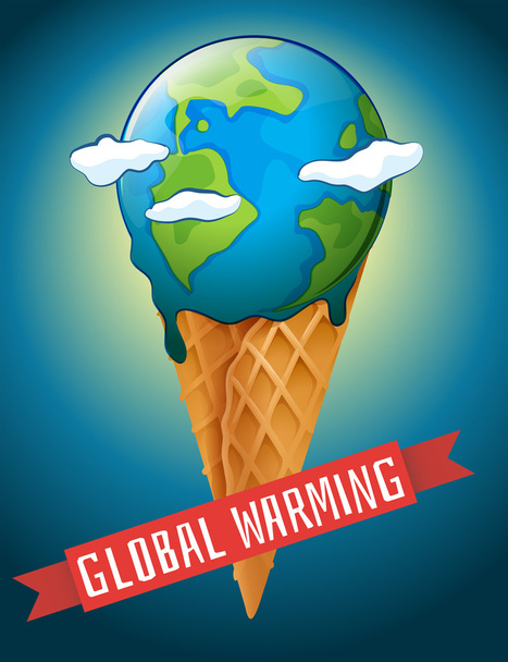 Affiche sur le réchauffement climatique avec terre fondante
 - Vecteur, image