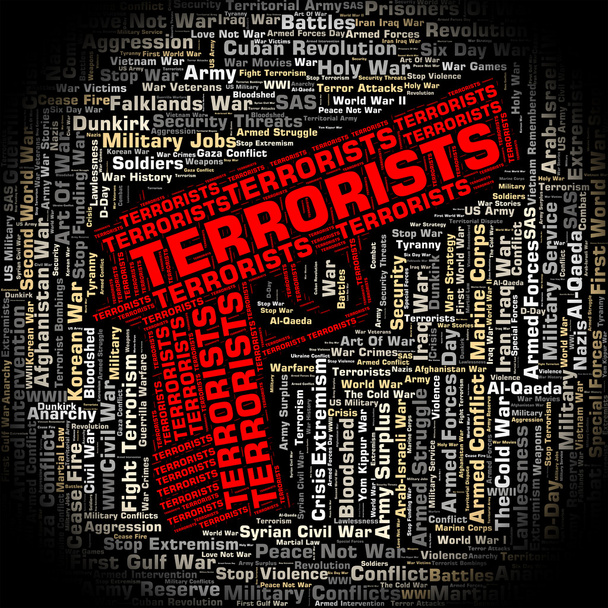 Τρομοκράτες λέξη αντιπροσωπεύει αντάρτης και βομβαρδιστικό - Φωτογραφία, εικόνα