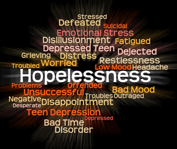 Hopelessness Word Shows In Despair And Demoralized - Photo, Image