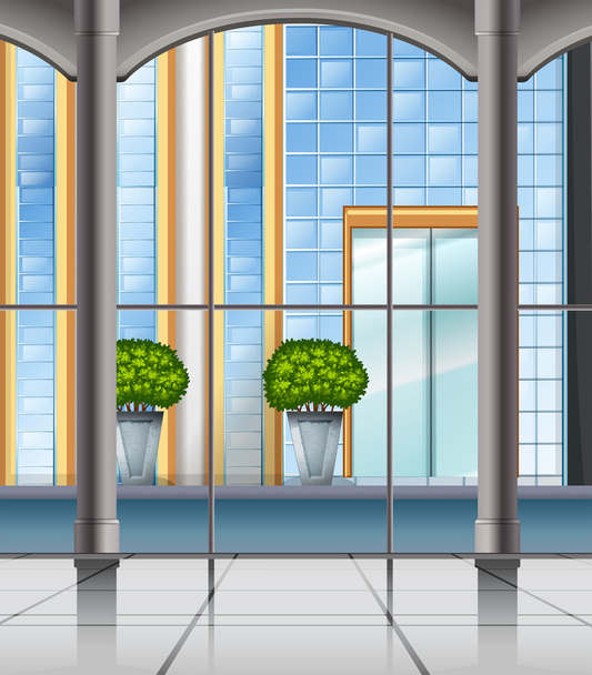 Δωμάτιο με θέα στο παράθυρο και πόλη - Διάνυσμα, εικόνα