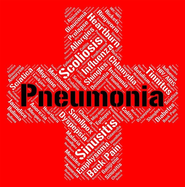 Πνευμονία λέξη δείχνει κακή υγεία και ασθένεια - Φωτογραφία, εικόνα
