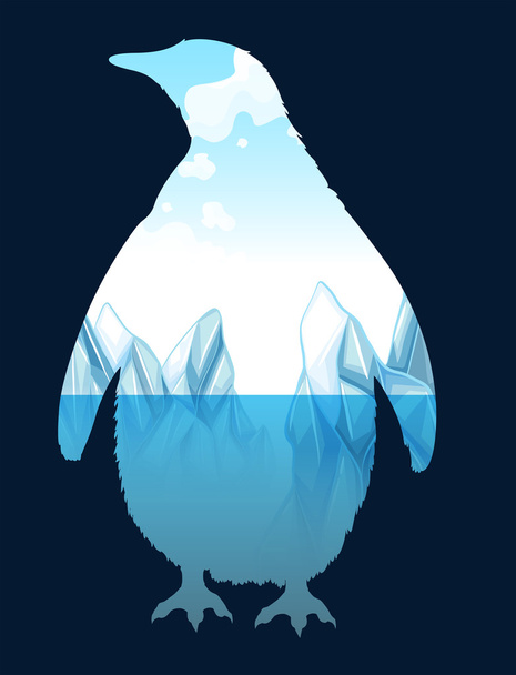 Tallenna villieläinten suunnittelu pingviinillä
 - Vektori, kuva