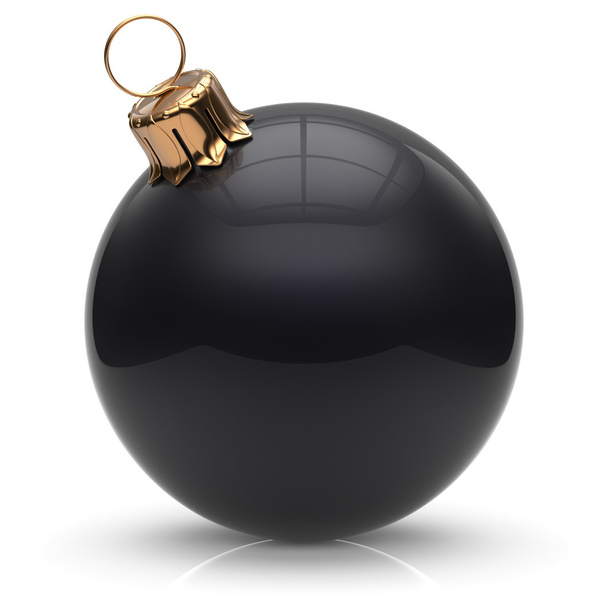 New Year's Eve Christmas ball bauble decoration black round - Foto, afbeelding