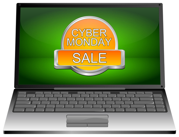 Laptop computer with Cyber Monday Sale button - Photo, Image