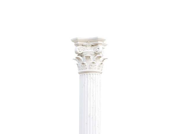 Blanc seul pilier grec sur fond blanc
 - Photo, image