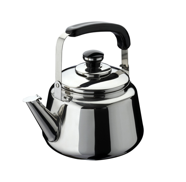 Kitchen tools: kettle on stainless steel, isolated on white back - Φωτογραφία, εικόνα