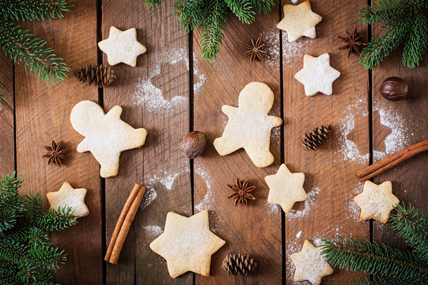 Christmas cookies with fir tree - Foto, afbeelding