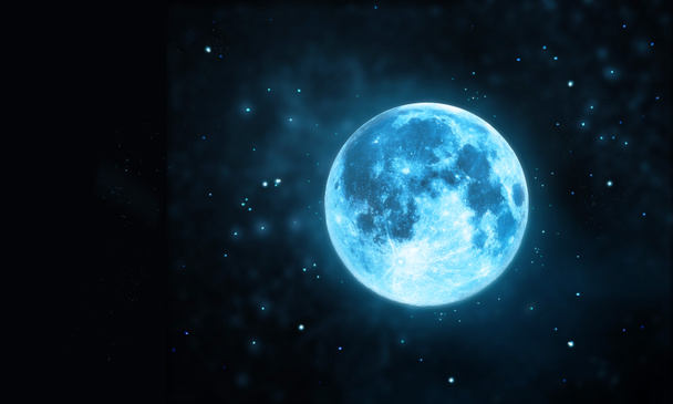 White full moon atmosphere with star at dark night sky background, Original image from NASA - Photo, Image
