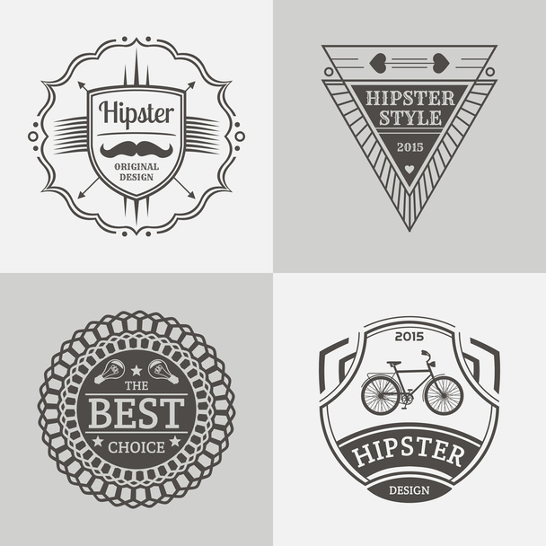 Vintage hipster labels and logos set. Retro style. - Vector, imagen