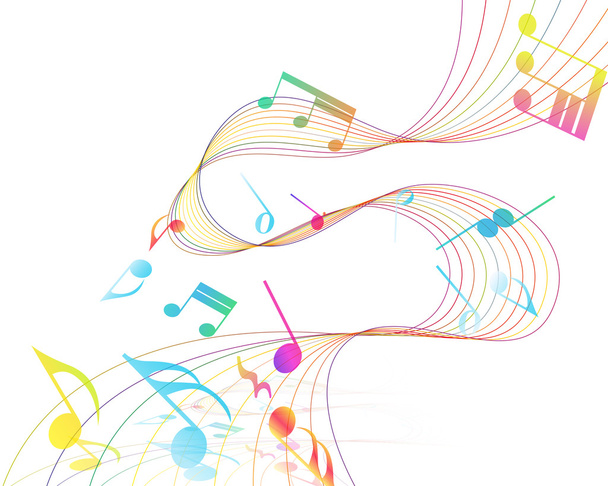 Многоцветный музыкальный дизайн с нотами
 - Вектор,изображение