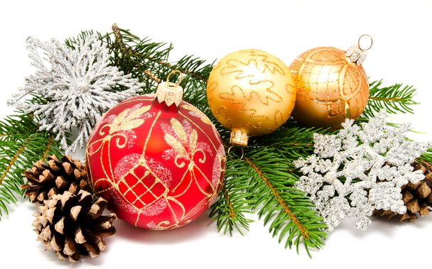 Christmas decoration balls with fir cones - Фото, зображення