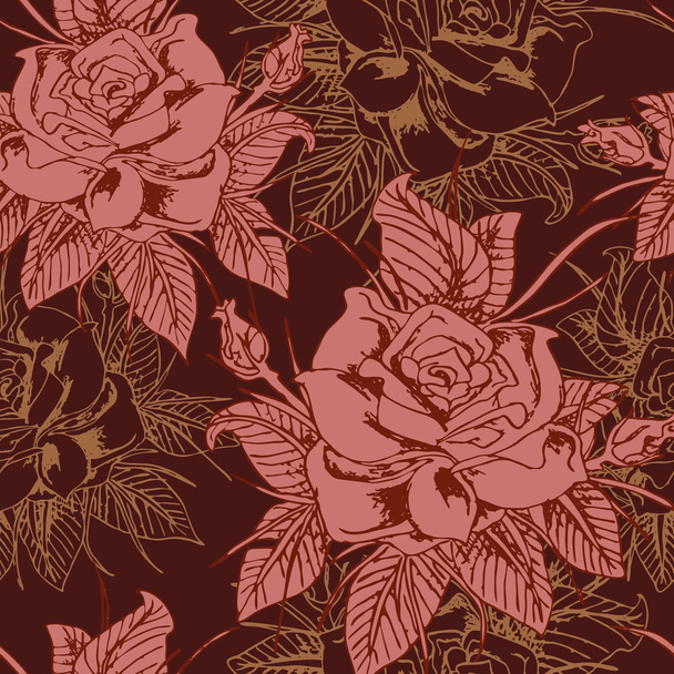 Beautiful seamless floral pattern, flower vector illustration. - Вектор,изображение