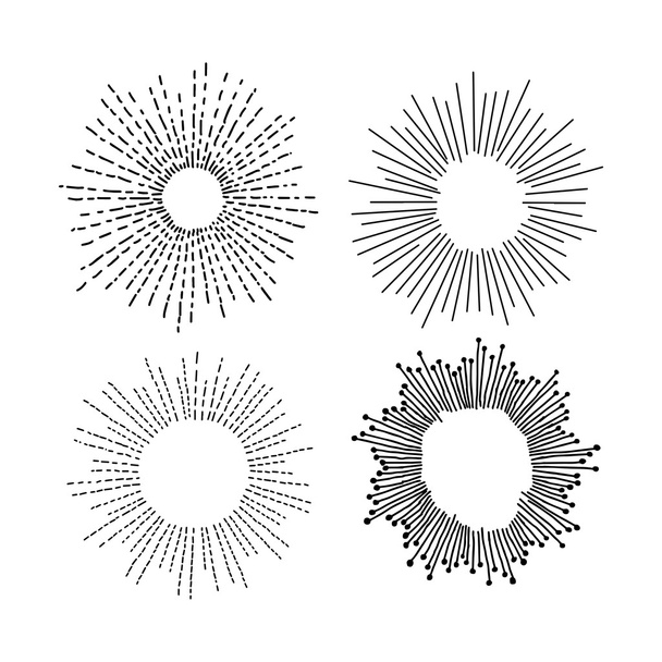 Иллюстрация векторные рисованные вручную каракули набор звездной вспышки изолированы
 - Вектор,изображение
