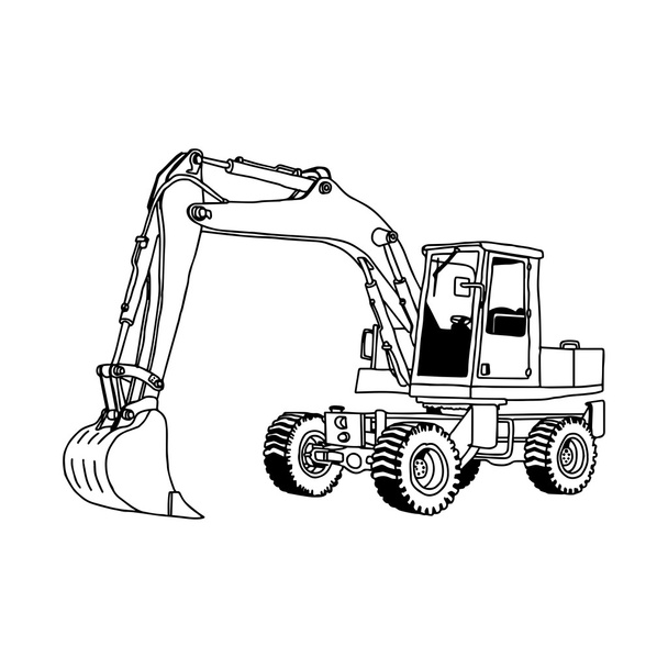 illustratie vector hand getrokken doodle van hydraulische shovel - Vector, afbeelding