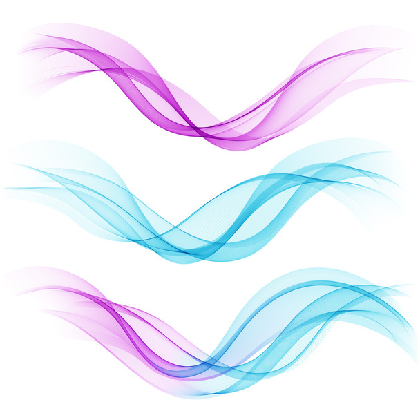 Conjunto de ondas azules abstractas. Ilustración vectorial
 - Vector, Imagen