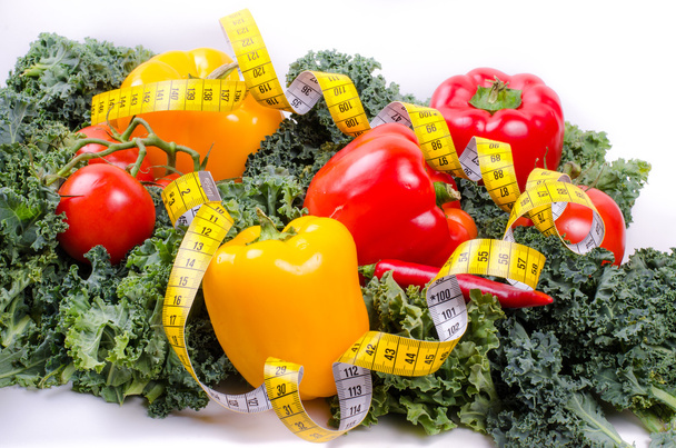 Warzywa i miarkę, pojęcie diety - Zdjęcie, obraz